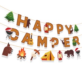 Happy Camping Party Banner Camping Birthday Banner Happy Camper Party Decorations Happy Camper Banner Camping Themed Party Banner for Campfire Tent Oil Lamp Adventure Camping Birthday Party Supplies