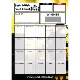 Totally Bonkers - Music Indie Band (British) Fundraising Scratch Cards - 20 SQUARE - A6 (148x105mm) -10 Pack - TB0019 - Blind Card