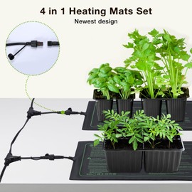 MET Certified 4 Pack Seedling Heat Mat, Seedfactor Waterproof Durable Germination Station Heat Mat, Warm Hydroponic Heating Pad for Indoor Home Gardening Seed Starter