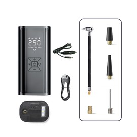 JFX Cordless Tire Inflator Portable Air Compressor，150PSI Portable Tire Inflator, Wireless and Wired Air Pump with Dual LCD Display and LED Light for Cars, Motorcycles, Bicycles and Ball Sports