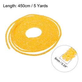 MECCANIXITY 5 Yard 6mm 0.24 inch Glitter Sequins Rope Sequins Rhinestone Tube Cord for DIY Wedding Dresses Costume Clothing Shoes Jewelry Accessory Gold