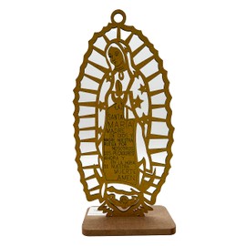 Lady Guadalupe Religious, Maria Guadalupe, Holy Virgin Mary Virgin of Guadalupe Wooden Religious Centerpiece (12 inches) Cross Baby Shower Communion Wedding Party Decoration -12 Pieces - Gold Glitter