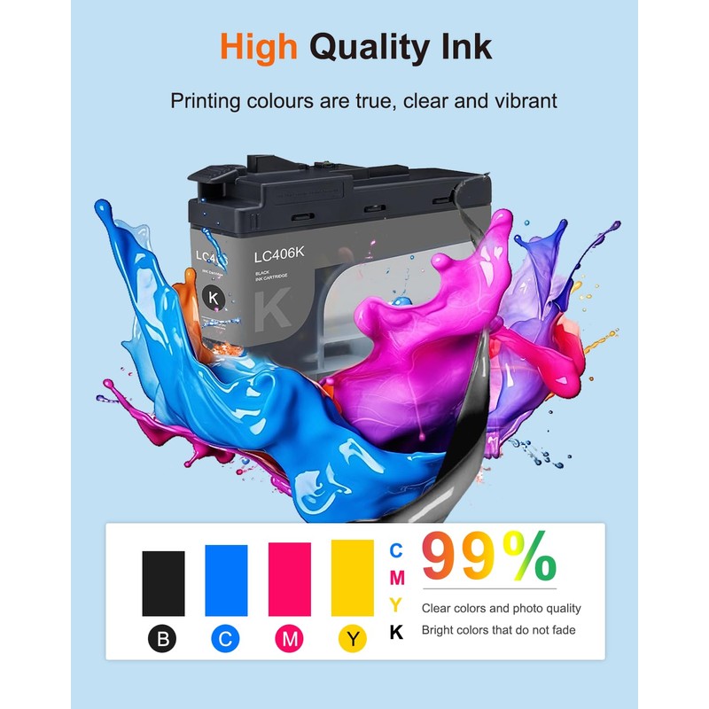 LC406BK LC406 Ink Cartridges High Yield Compatible LC406 Black Ink