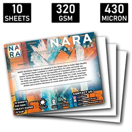 NARA Alcohol Ink Paper | White | 11 inches x 14 inches (11”x14”) | 430 microns/320 GSM | Heavy Paper | 10 Sheets | Paper for Alcohol Ink Art Painting | 100% Stain-Free