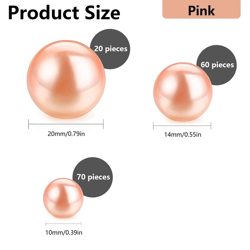 Bijbeads 150 PCS Pearl Beads, 20/14/10mm Floating Pearls for Vases