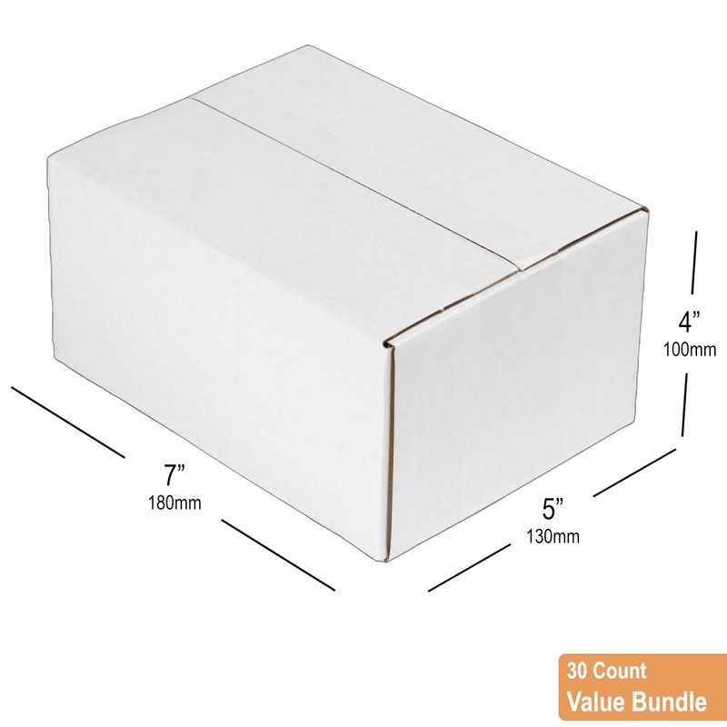 30 Pack 7x5x4'' White Cardboard Shipping Boxes, Medium Mailing Boxes