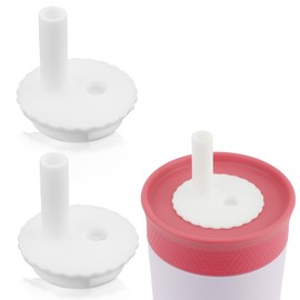 PEUTIER 2pcs Silicone Straw for Owala Kids Water Bottle 12oz 15oz, Flexible Soft Lid Accessories for Toddler Insulation Stainless Steel Tumbler Cup 12oz 15oz, BPA-Free Replacement(White)