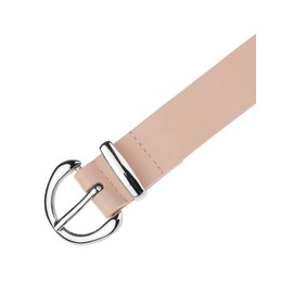 Elerevyo Women Faux Leather Belt, 1.0" Wide Casual Waist Belts with Silver Buckle for Jeans Pants Dresses 106x2.5cm/41.7x1.0 inches(LxW) Light Pink