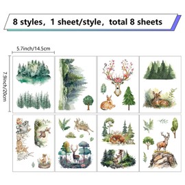 CRASPIRE 8 Sheets 8 Styles Deer Window Stickers Animals Forest Window Clings Wall Decor Decals for Classroom Bedroom Living Room Window Stairway Showcase Decorations