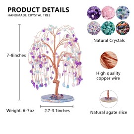 Handcrafted Crystal Willow Tree of Life - Healing Crystals Bonsai Tree for Home Decor Feng Shui Positive Energy Rose Quartz