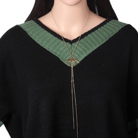 TseenYi Boho Long Tassel Pendant Necklace Sweater Chain Gold Moon Pendant Necklace Long Chain Sweater Necklace Long Fringe Y Necklace Chain Jewelry for Women and Girls