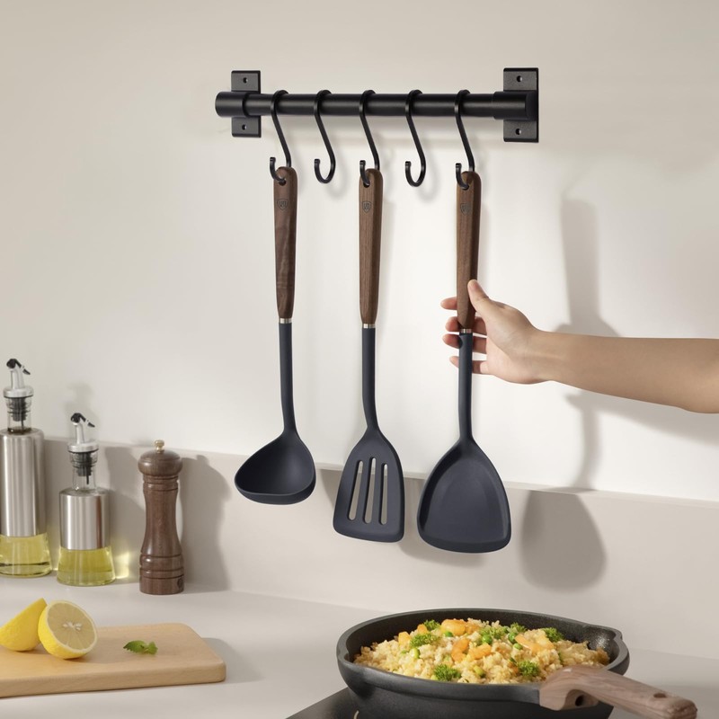 volumoon Kitchen Hook Rack with 5 Hooks, Hook Rail Kitchen