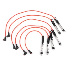 Spark Plug Cable, Pack of 6 Red Ignition Cable Ignition Cable 1J0998031 Suitable for Corrado VR6 2.8 2.9 with Pull Rod
