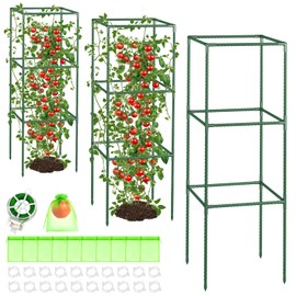 Square Tomato Cages for Garden: 3 Pack Heavy Duty Tomatoes Trellis - 48.5in Adjustable Height Tomato Plant Support cage for Flowers, Fruits, Vegetable