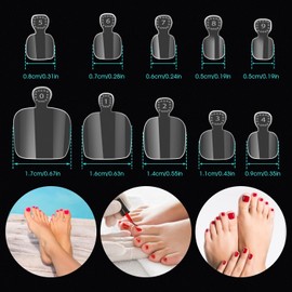 100 Pcs Fake Toenails, Clear Full Cover Toenail Press on,10 Different Sizes Clear Toe Nails False for Nail Home DIY Salo and Foot Decoration Manicure Tools Clear with Storage Box