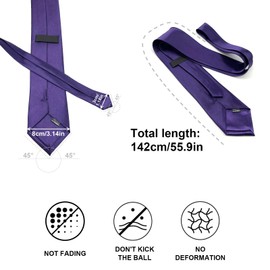 TUONYIS 3 Packs Men Ties, Solid Color Tie, Formal Necktie, Classic Formal Business Necktie for Men, Men's Solid Satin Neck Tie for Business Work Wedding Party, 8cm (Black,Red,Purple)