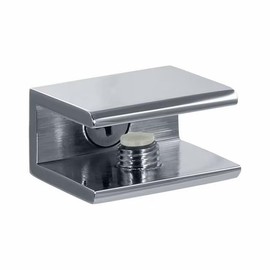 Dulles Glass Floating Shelf Brackets, Square Clamps Heavy Duty, Polished Nickel, for Glass, Wood, Acrylic Wall Mounted Shelf Support. 1 Piece