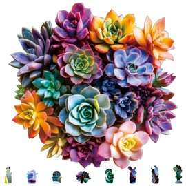Bodhipnjoy 500 Pieces Puzzles for Adults, Succulent 5MM Thick Jigsaw Puzzle, Plant Unique Shaped Puzzle Gifts for Adults and Kids, Challenging Family Puzzle Xmas Games 16.7 * 16.9inches