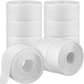 12 Rolls Caulk Tape 126 x 1.5 Inch Self Adhesive Caulk Strip Waterproof PVC Caulk Strip Tape Caulking Sealing Sealant Strip for Kitchen, Sink, Bathroom, Toilet, Bathtub Wall Edge Protector, White