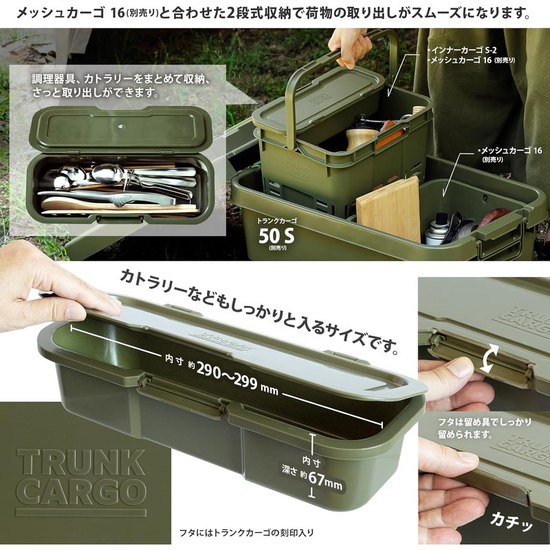 RISU GHON217 Storage Case, Trunk Cargo, Inner Cargo S-2, Green,
