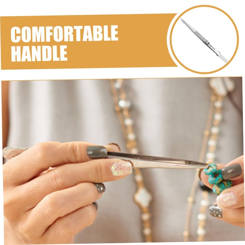 OHPHCALL Stainless Steel Tweezers Set Jewelry Tweezers for Gems Non-Slip
