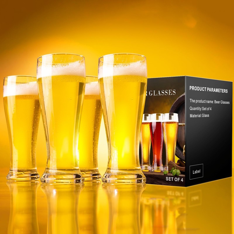 PARACITY Beer Glasses 14 oz, Pint Glasses Set of 4,