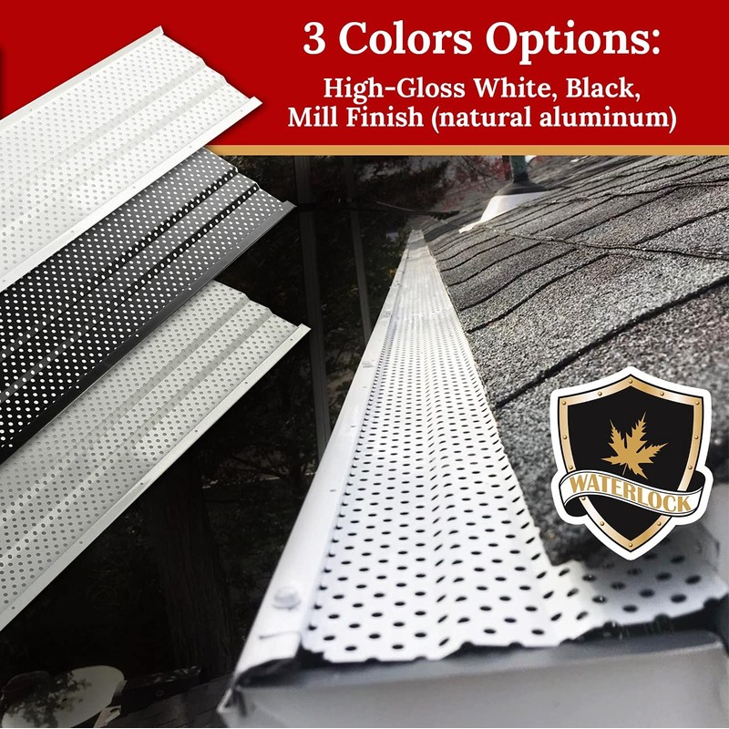 Waterlock 5" Gutter Guards Leaf Protection, Domestic Aluminum Gutter Covers