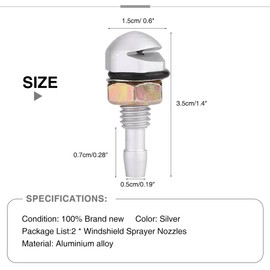 Windshield Sprayer, 2pcs Universal Aluminum Alloy Car Auto Front Windshield Washer Nozzle Windscreen Clean Tool (Silver)