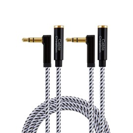 CableCreation Headphone Extension Cable 15FT(2 pack), 3.5 mm Audio Extension Cable-Aux Cord Extender 90-Degree Right Angle Male to Female Stereo Audio Cable Nylon Braided for Smartphones, Media Player