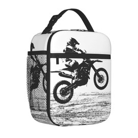 KOSUES Motocross Dirt Bike Insulated Lunch Box Thermal Cooler Lunch Bag Portable Tote Bag Reusable Large Capacity Handbag For Office Travel Picnic Beach Hiking