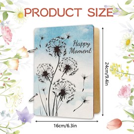 SUPERDANT Happy Moment Wooden Loose Leaf Binder Dandelion Greeting Card Postcard Photo Album Cover Birthday Reminder Calendar Keeper Book Card Keepsake Book Holder Organizer NO BINDER RINGS
