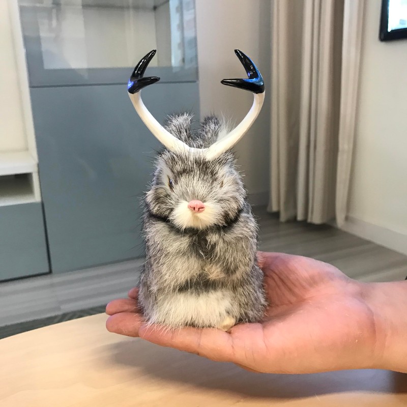 Realistic Jackalope Furry Wild Animal Replica Figurine Easter Bunny Spring