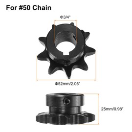 sourcing map #50 Chain Roller Sprocket B Type, 3/4" Bore 9 Tooth Single Strand Chain Sprocket, Carbon Steel, Keyway with Set Screws