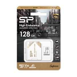 Silicon Power, Heavy Duty MicroSD Card, 128 GB, Class 10, UHS-1, U3, V30, A1, 4K Compatible, Repeated Recording, Dash Camera, Surveillance Camera, SP128GBSTXDV3V1HAD