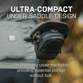 Topeak Elementa Seatbag XS – Compact Under-Saddle Bike Tool Bag in Black with Anti-Slip Fabric, Hook-and-Loop Mount & Durable 1000D Polyester – Discreet 0.2 L Storage for Tube & Levers