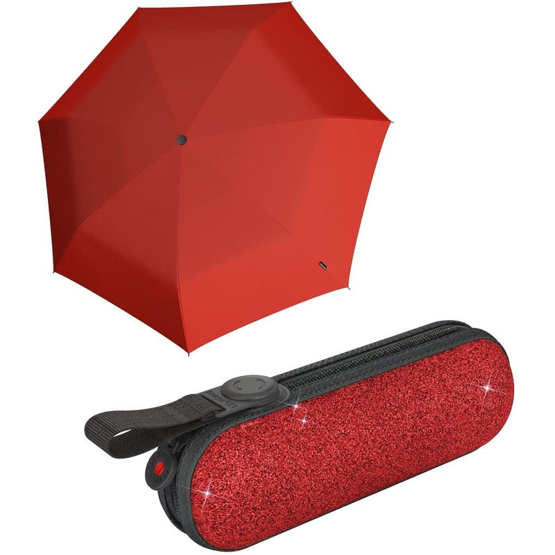 Knirps X1 Super Mini Pocket Umbrella in Case Glam Red