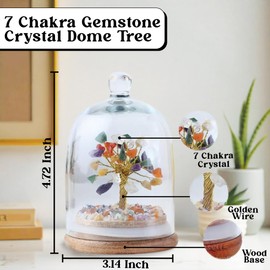 HOME INFINIX Crystal Tree| Tree of Life| 7 Chakra Healing Crystal Trees in Glass Dome| Handmade Gemstone For Positive Energy, Home Decor, Office Desk, Birthday, Wedding