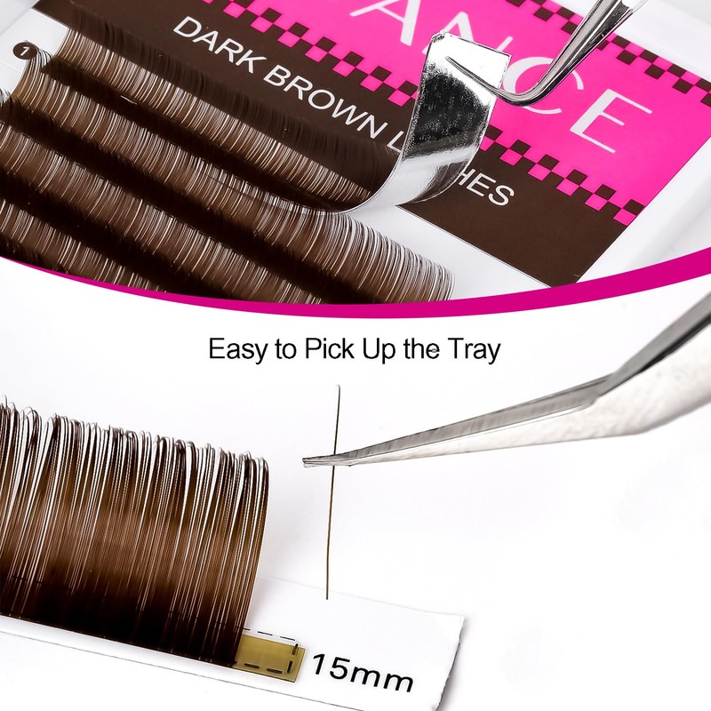 TDANCE Dark Brown Lash Extensions Colored Lash Extensions 0.03/0.05/0.07mm C/D