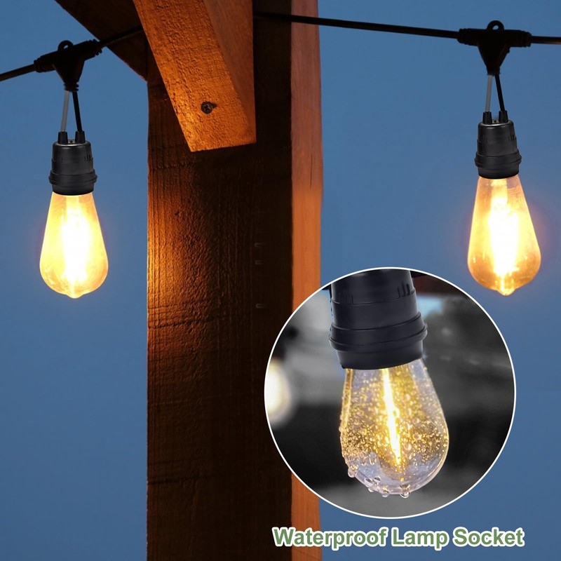 12PCS Waterproof Black Pigtail Lamp Holder Socket,E26/E27 Fully Sealed Rainproof