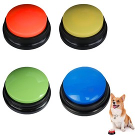 Voarge Pack of 4 Buzzers with Recording Function, Dog Button for Communication, 30-Second Voice Recording Button, Buzzers Recording Buttons for Dog Interaction