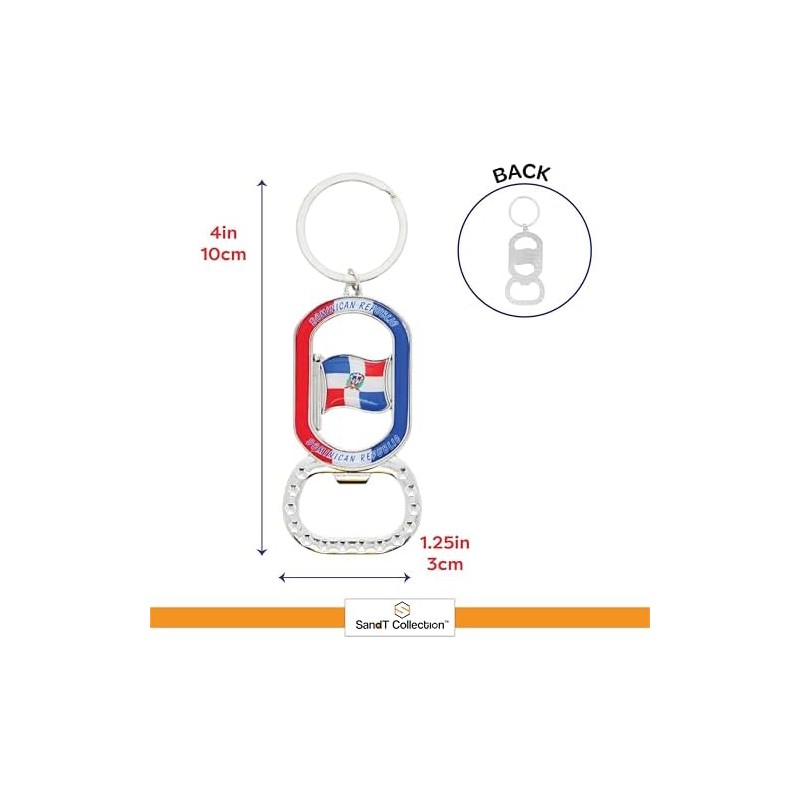 Llavero abrebotellas de cerveza de República Dominicana, forma ovalada
