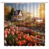 Garden Shower Curtain Elegant Tulip Flower Rustic Cabin Lodge Sunset