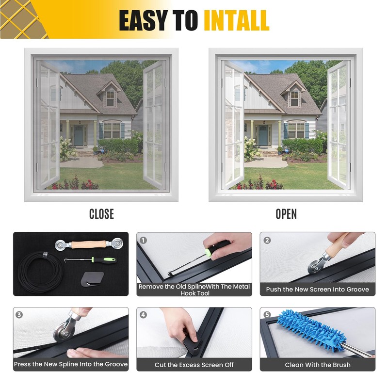 Thickened Pet Proof Durable Fiberglass Adjustable Encrypted Screen Mesh Window