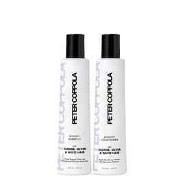 PETER COPPOLA Purple Shampoo & Conditioner with Azulene for Blonde Hair - Eliminates Brassy Yellow Tones - Strengthens Processed and Dry Hair (12 OZ) For Daily Use