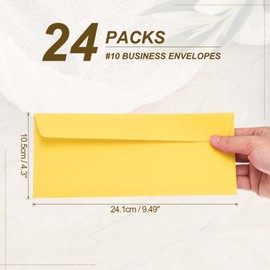 PATIKIL 24 Pack Lemon Yellow #10 Business Envelopes, Colored Self Seal Letter Size Envelopes for Business Mailing Office Checks Invitation, 4-1/8 x 9-1/2 Inches