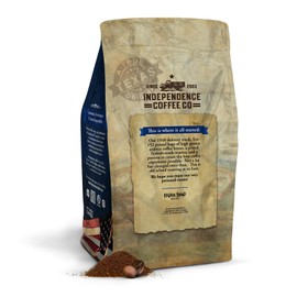 Independence Coffee Co. Texas Two Step Caramel, Vanilla, and a Hint of Pecan Flavored Light Roast Whole Bean Coffee, 24 Ounce Bag (Packaging May Vary)