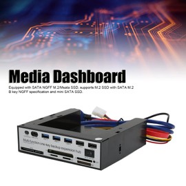 PUSOKEI Internal Card Reader, Media Multi-Function Dashboard, PC Front Panel, USB-C USB3.0 SATA Port, With NGFF M.2 MSATA, OTB Key, Support M2 SD MS CF TF Card