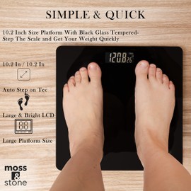 Moss & Stone Digital Body Weight Bathroom Scale Smart Scale Step-on Technology with Easy Read LCD, Up to 400 Pounds Perfect Digital Home Scale, Black Highly Accurate Scale Bundle With 6 pcs Bathroom A