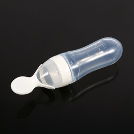 Bebé de Silicona de 90 Ml, Alimentador de Cuchara para bebé, Cucharas para bebé, Biberón con Cuchara, Alimentador de Cereales para Alimentos Frescos (Blanco)