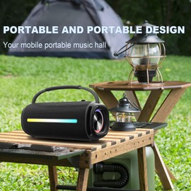 ECPAUTECH Portable Bluetooth Speaker, Outdoor Waterproof Wireless Speaker with Colorful Flashing Lights, 20W Super Bass, TWS Pairing Suitable for Outdoor, Party, Home, Beach, Travel (Blue)